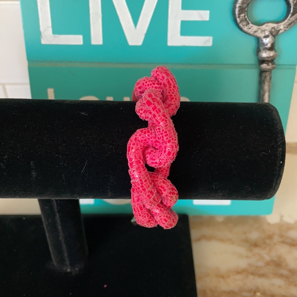 Vintage Ted Rossi Twisted Hot Pink Python Link Br… - image 3